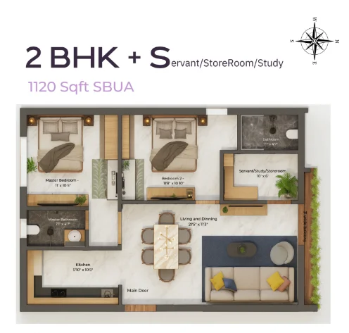 2 BHK Floor Plan floor plan